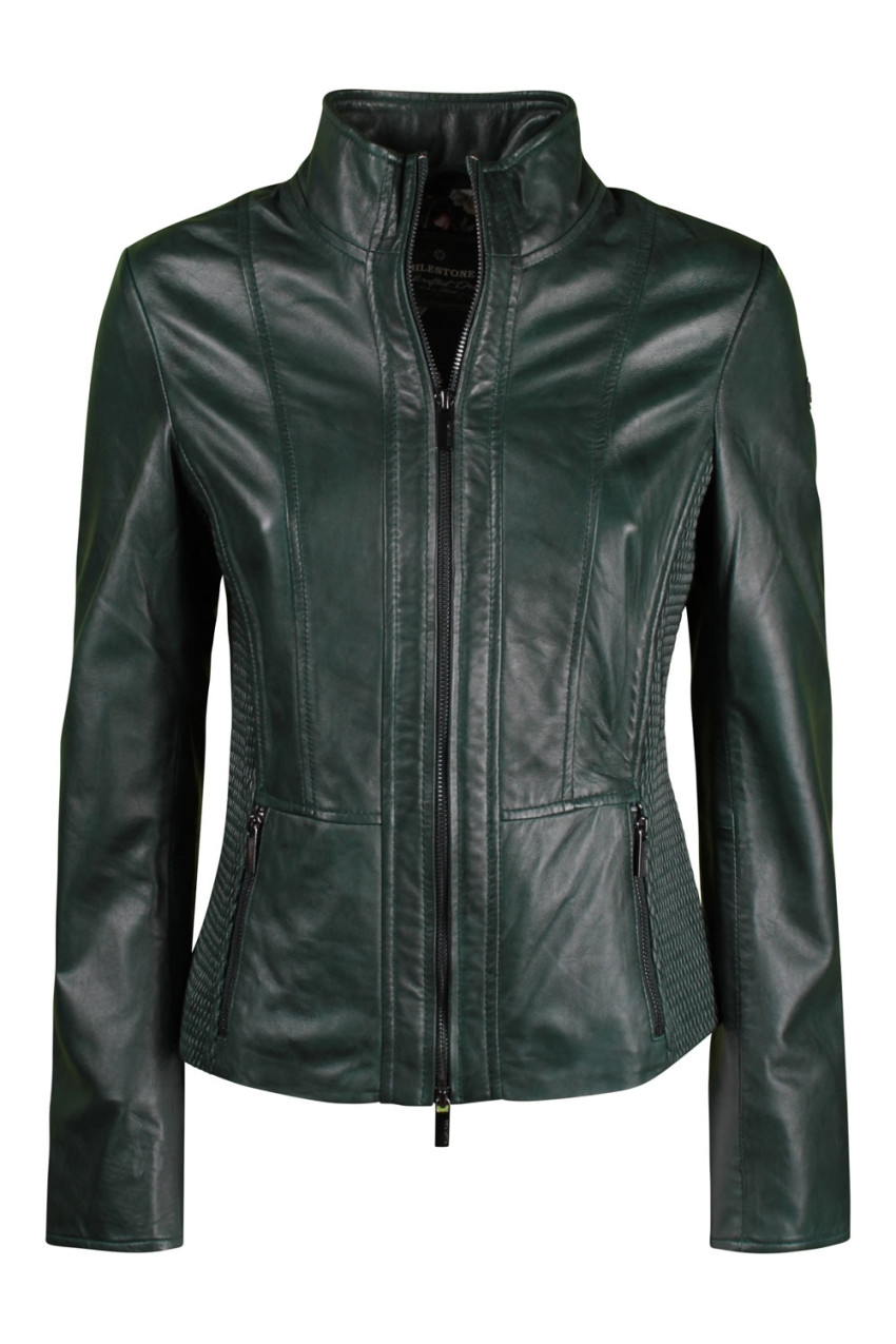 Ferracinshop Giubbino pelle Donna Milestone Verde Art. AMELIA