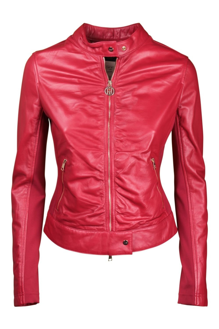 Giubbino in pelle outlet rosso donna
