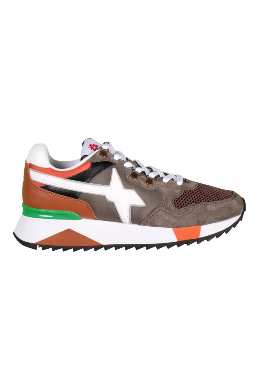 JET-M. - Sneakers in pelle e tessuto - Granata