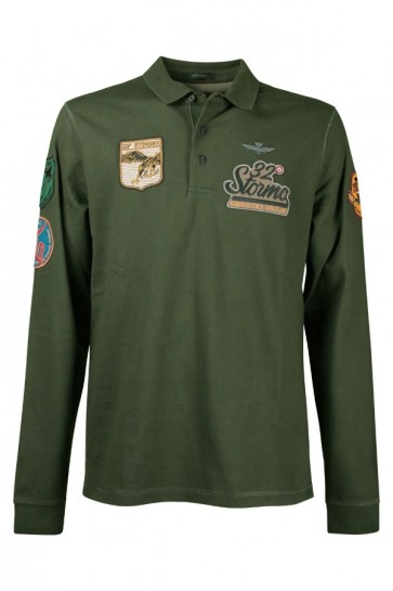 Man Green Polo Shirt Aeronautica Militare