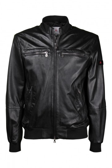 Peuterey Man Black Leather Jacket