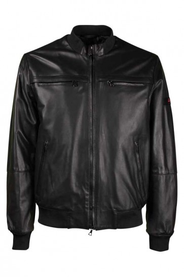 Man's Black Leather Jacket Peuterey 