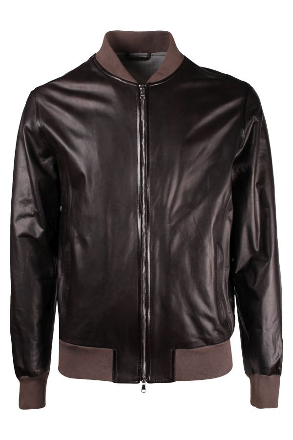 Ferracinshop | Brown Men's Barba Napoli Leather Jacket art. BASE