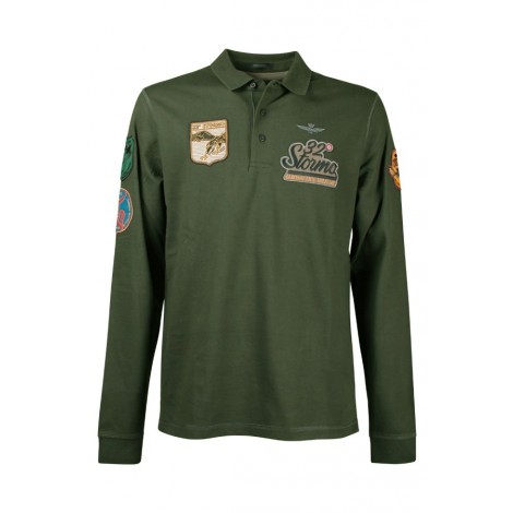 Man Green Polo Shirt Aeronautica Militare