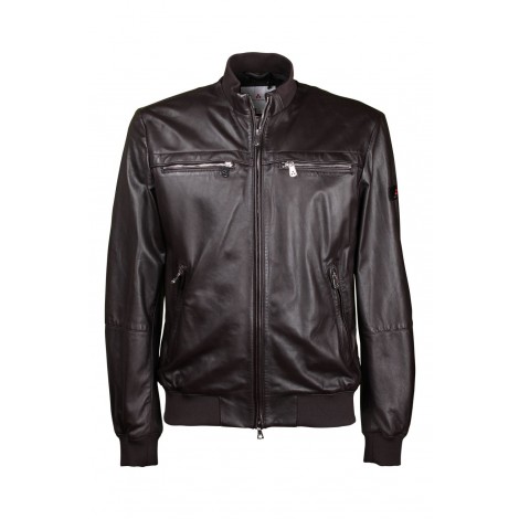 Peuterey Man Brown Leather Jacket