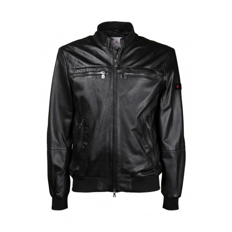 Peuterey Man Black Leather Jacket