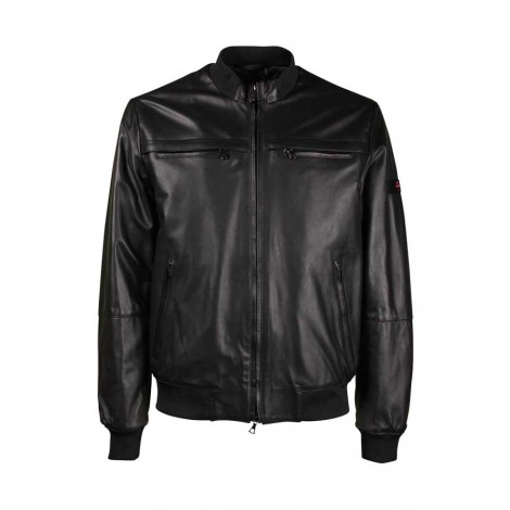Man's Black Leather Jacket Peuterey 